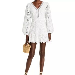 Aqua White Lace Dress - Medium